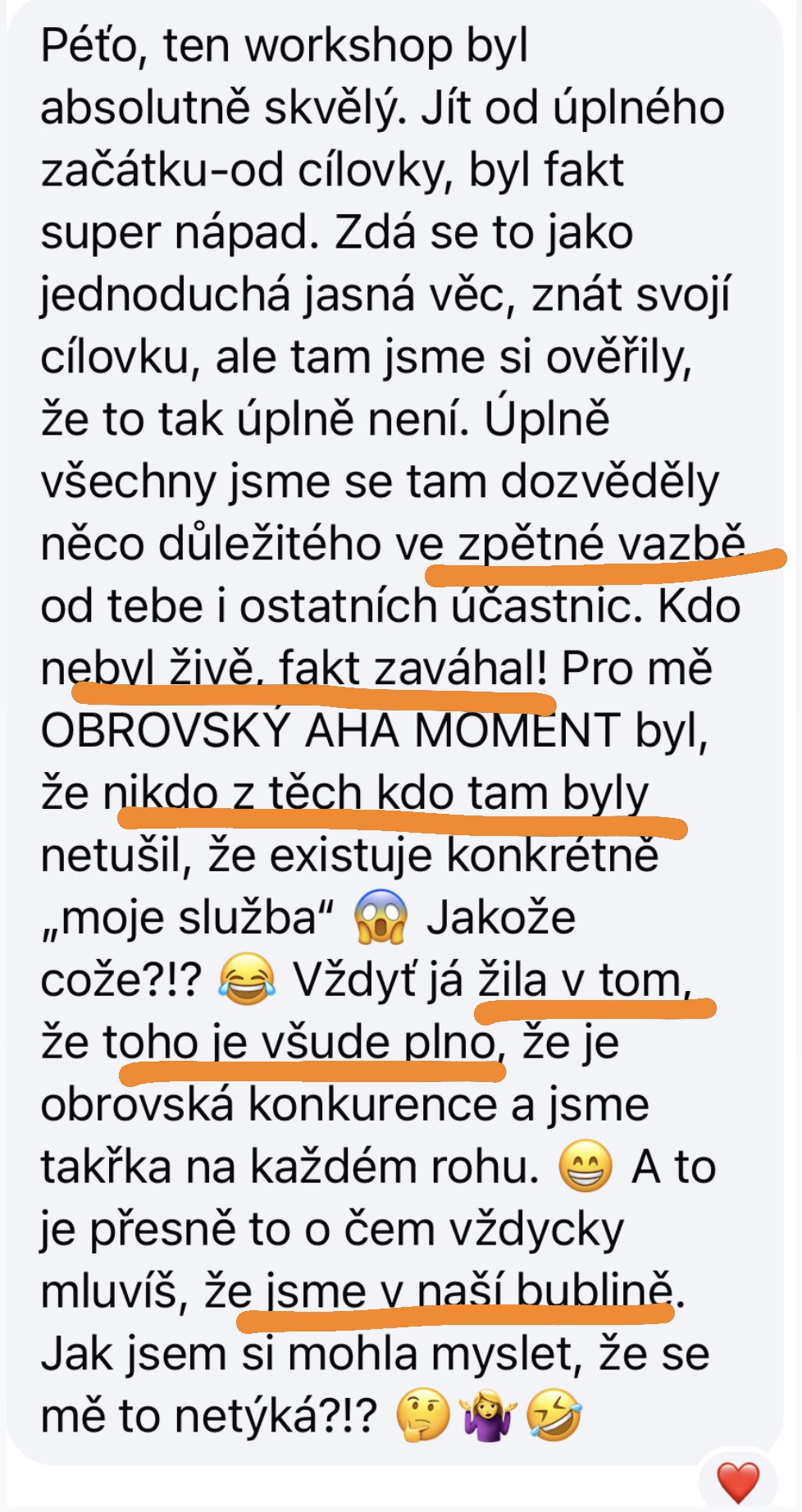 Zpráva od účastnice workshopu 1